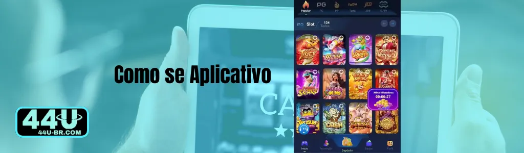 Interface do aplicativo 44U cassino no celular
