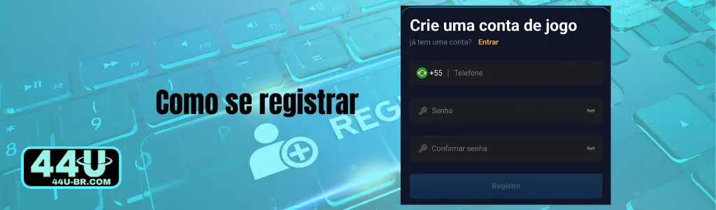 Página de registro no site oficial do 44U