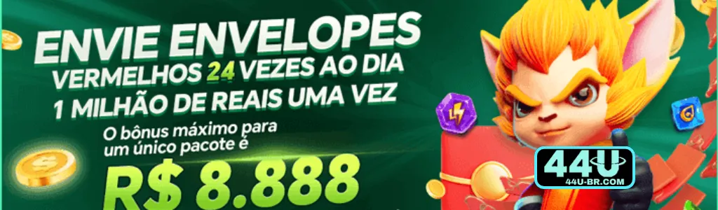 Envio de envelopes vermelhos no 44U cassino com prêmios de até R$1 milhão